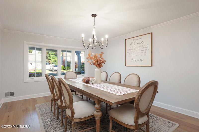 Chandelier, Dining room, Interior, Wood Texture Flooring