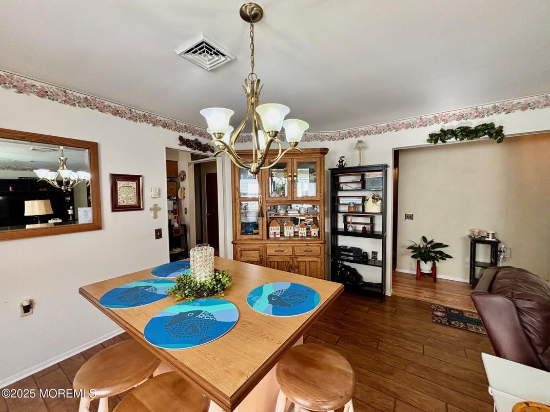 Chandelier, Dining room, Interior, Wood Texture Flooring