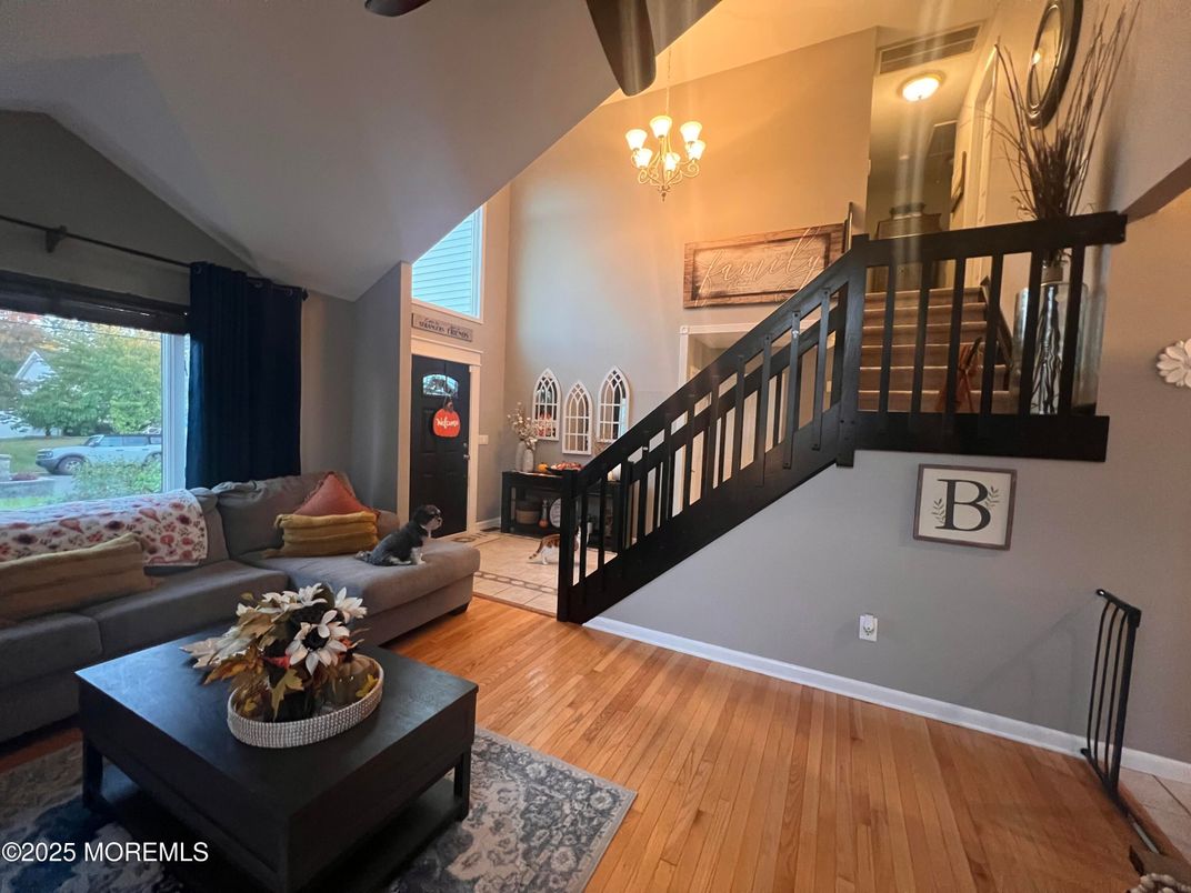 Chandelier, Interior, Living room, Wood Texture Flooring