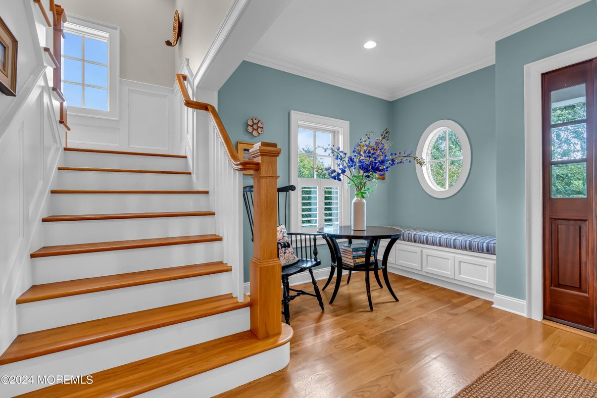 Dining room, Interior, Recessed Lighting, Wood Texture Flooring