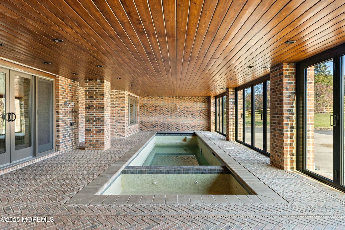 Interior, Pool, Stone Walls, Wooden Ceilings
