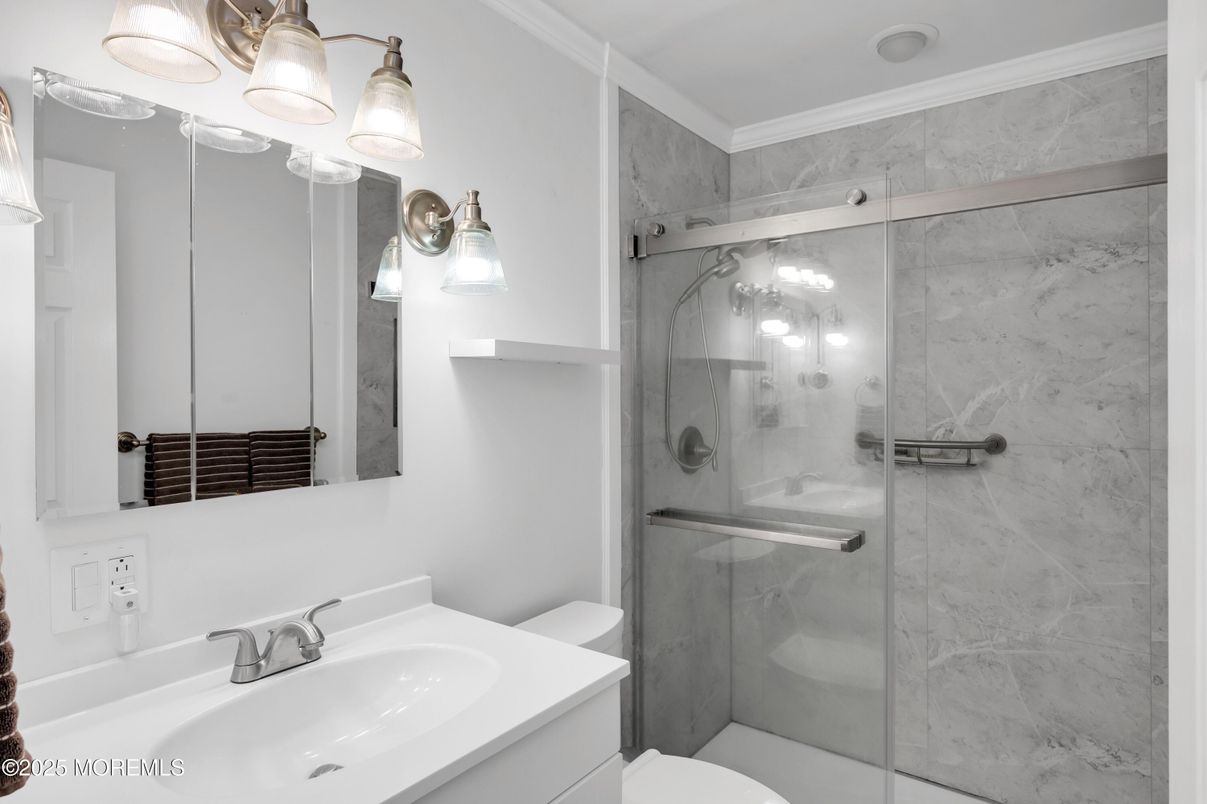 Bathroom, Glass Shower, Interior, Marble Walls