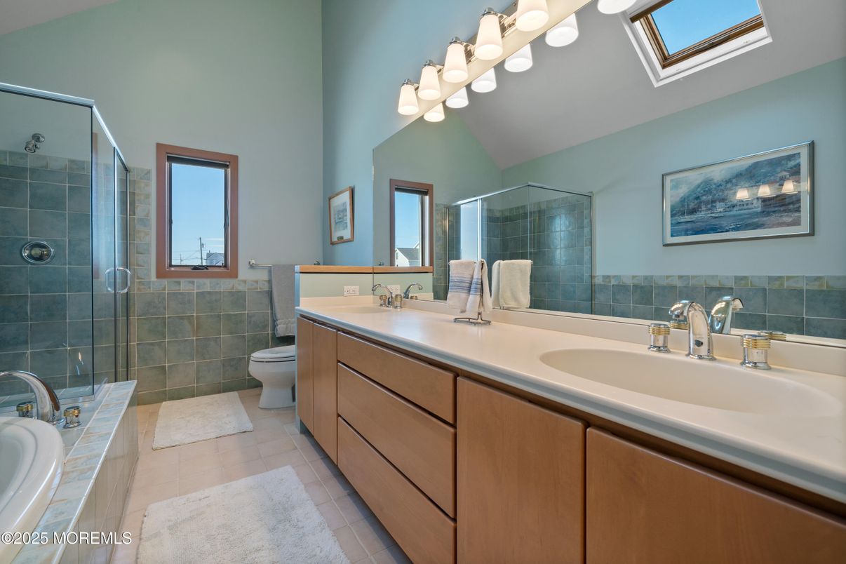 Bathroom, Dual Sink Vanities, Glass Shower, Interior, Tile Countertops