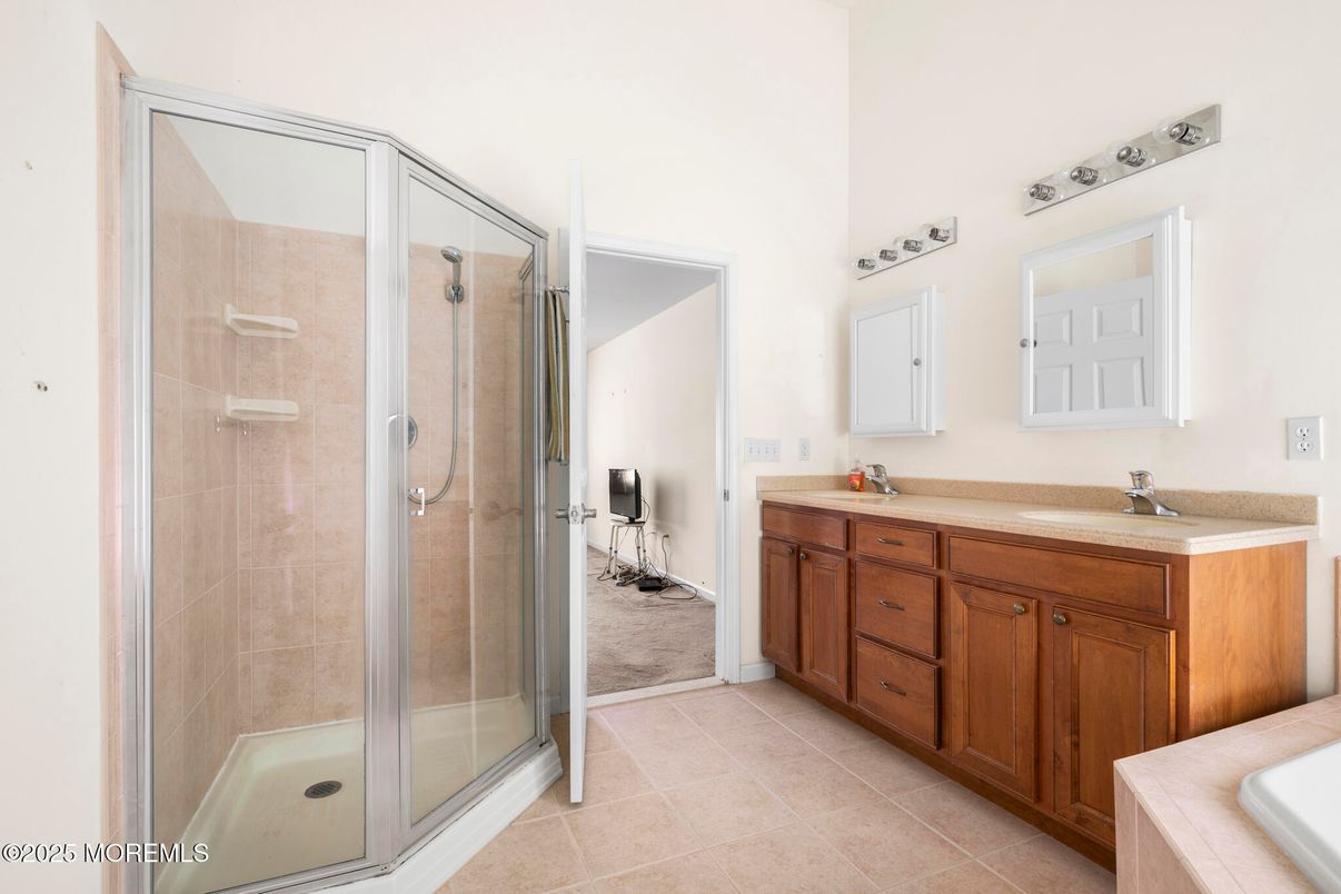 Bathroom, Dual Sink Vanities, Glass Shower, Interior