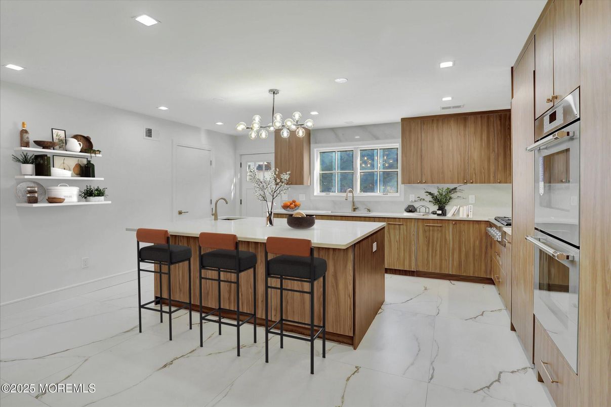 Interior, Kitchen, Marble, Pendant Lights, Recessed Lighting