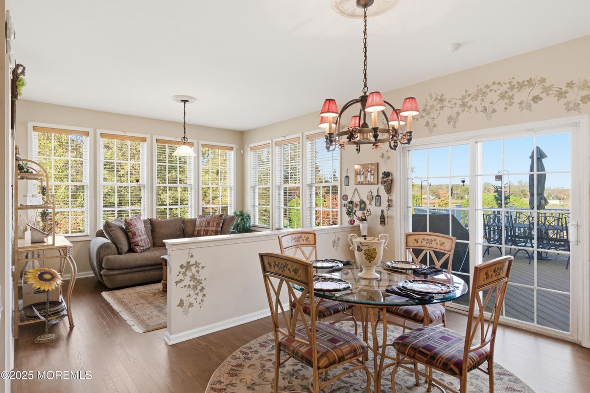 Chandelier, Dining room, Interior, Pendant Lights, Wood Texture Flooring