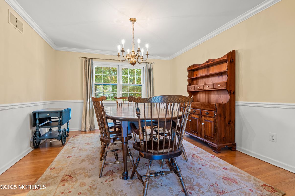 Chandelier, Dining room, Interior, Wood Texture Flooring