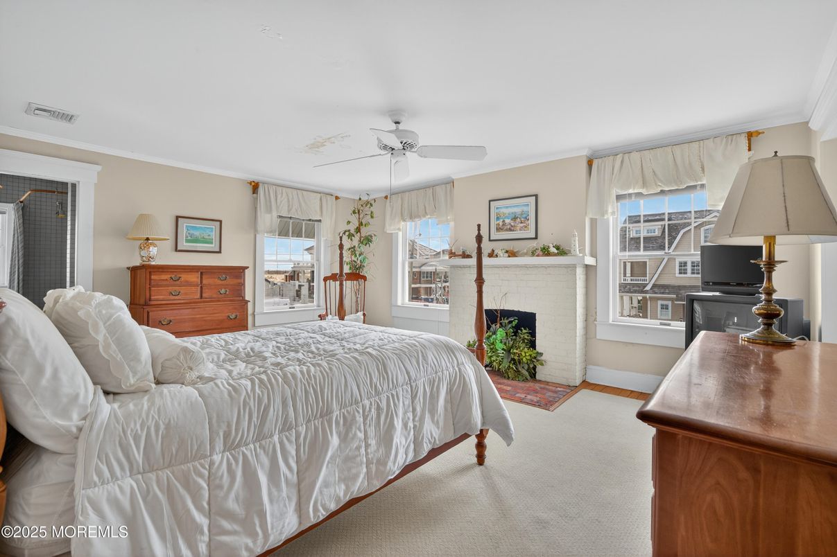 Bedroom, Fireplace, Interior