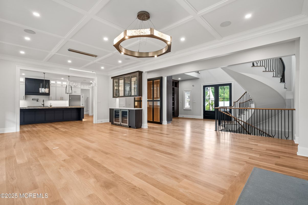 Interior, Kitchen, Pendant Lights, Recessed Lighting, Wood Texture Flooring