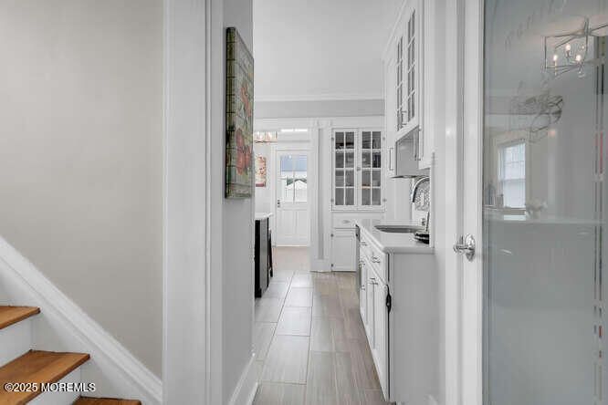 Interior, Kitchen, Marble Walls, Wood Texture Flooring