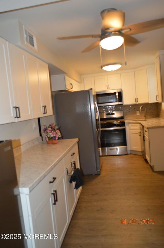 Interior, Kitchen, Stainless Steel Appliances, Wood Texture Flooring