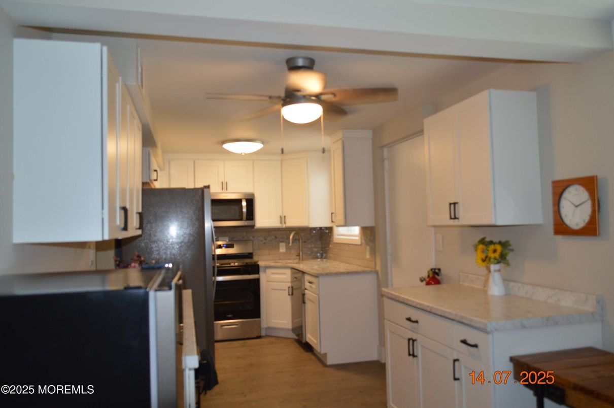 Interior, Kitchen, Stainless Steel Appliances, Wood Texture Flooring