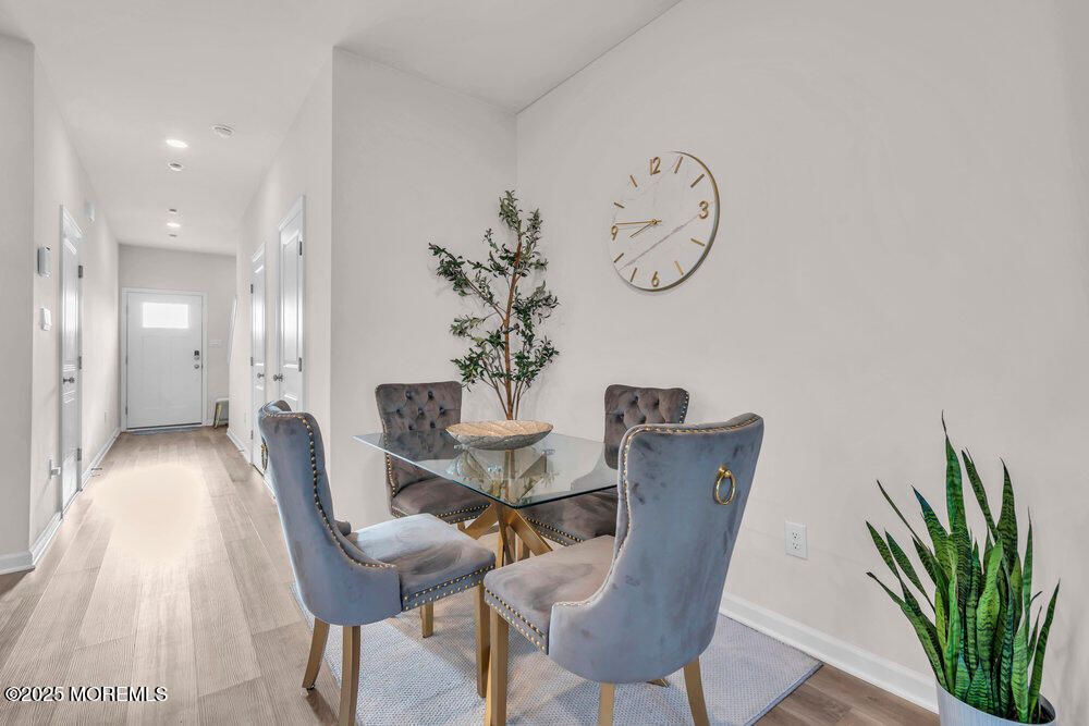 Dining room, Interior, Recessed Lighting, Wood Texture Flooring