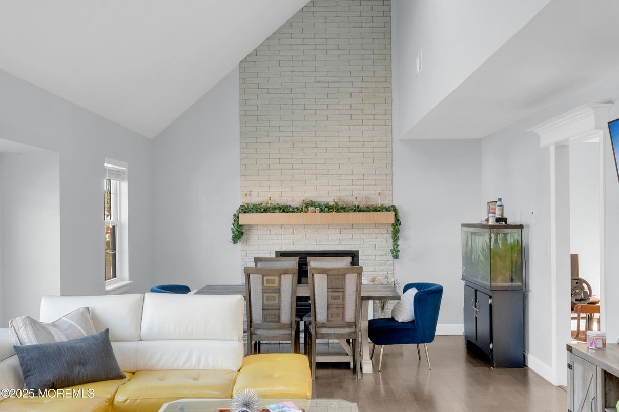 Fireplace, Interior, Living room, Stone Walls, Wood Texture Flooring