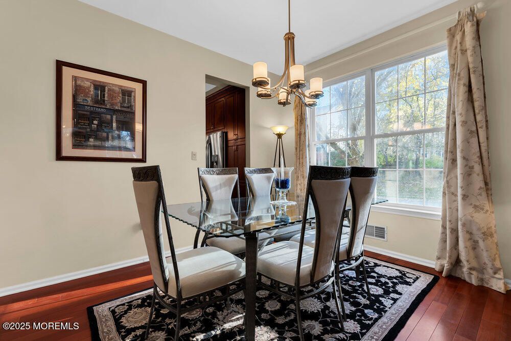 Chandelier, Dining room, Interior, Wood Texture Flooring