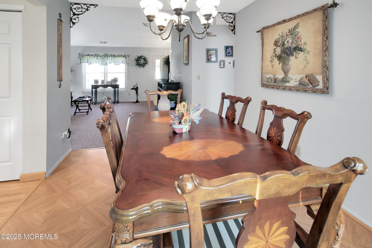 Chandelier, Dining room, Interior, Wood Texture Flooring