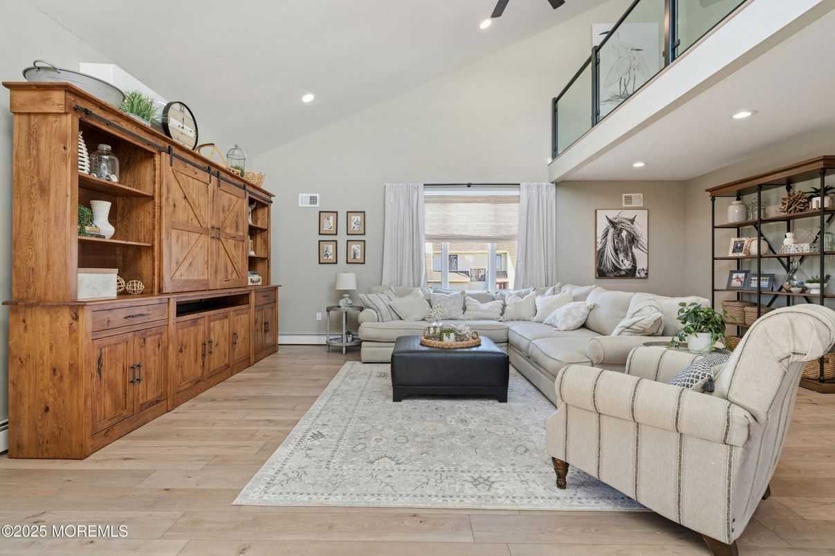 Interior, Living room, Recessed Lighting, Wood Texture Flooring