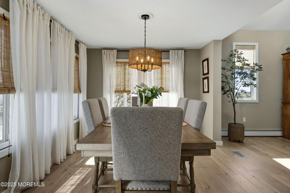 Chandelier, Dining room, Interior, Wood Texture Flooring