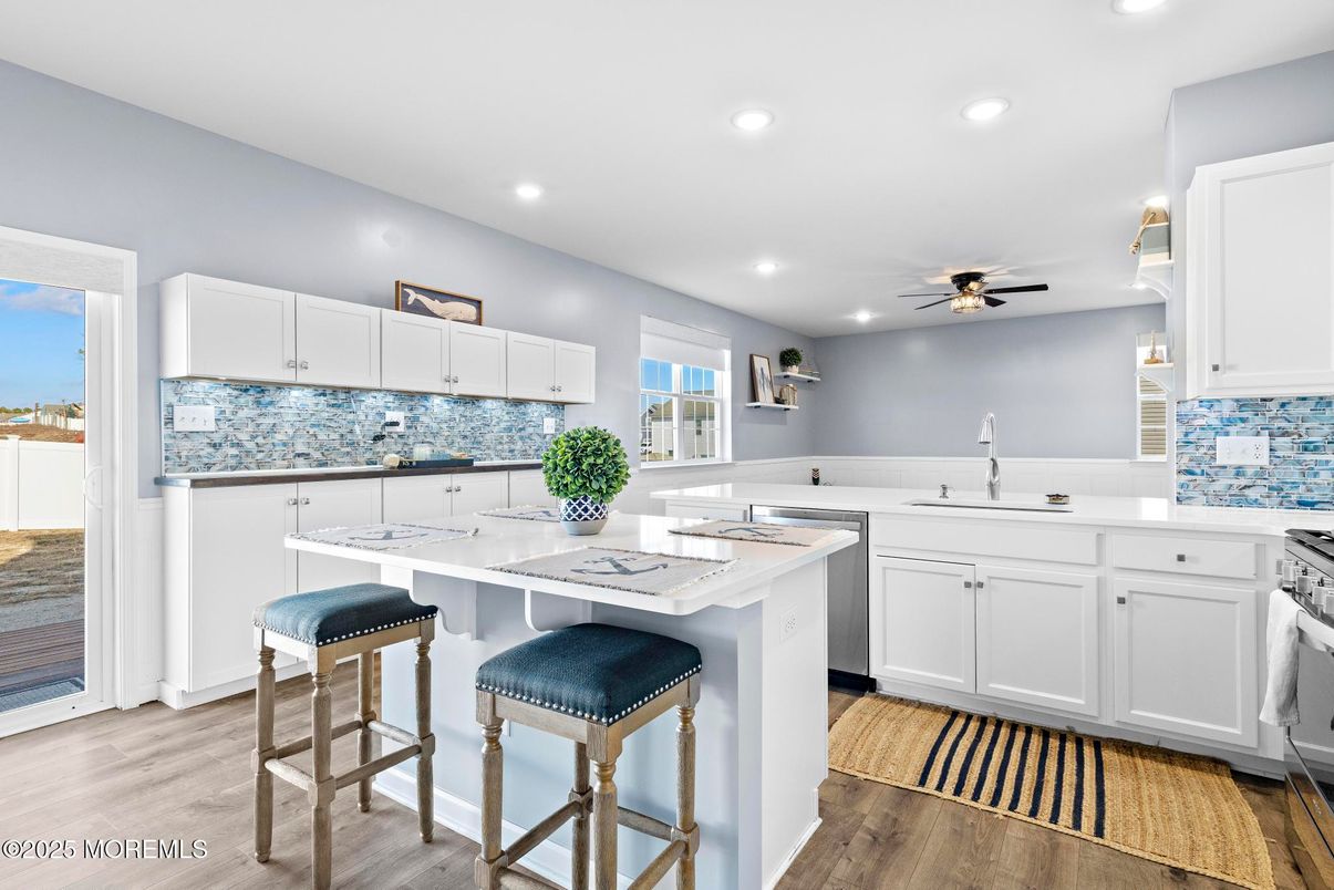 Interior, Kitchen, Recessed Lighting, Wood Texture Flooring