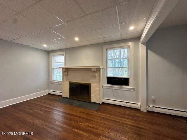 Empty room, Fireplace, Interior, Recessed Lighting, Wood Texture Flooring