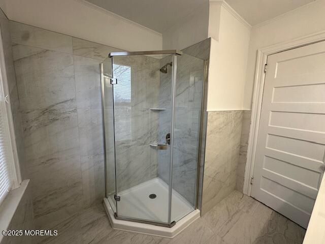 Bathroom, Glass Shower, Interior, Marble, Marble Walls