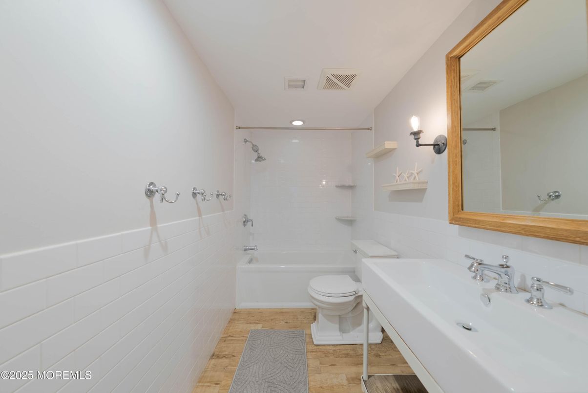 Bathroom, Interior, Recessed Lighting, Wood Texture Flooring