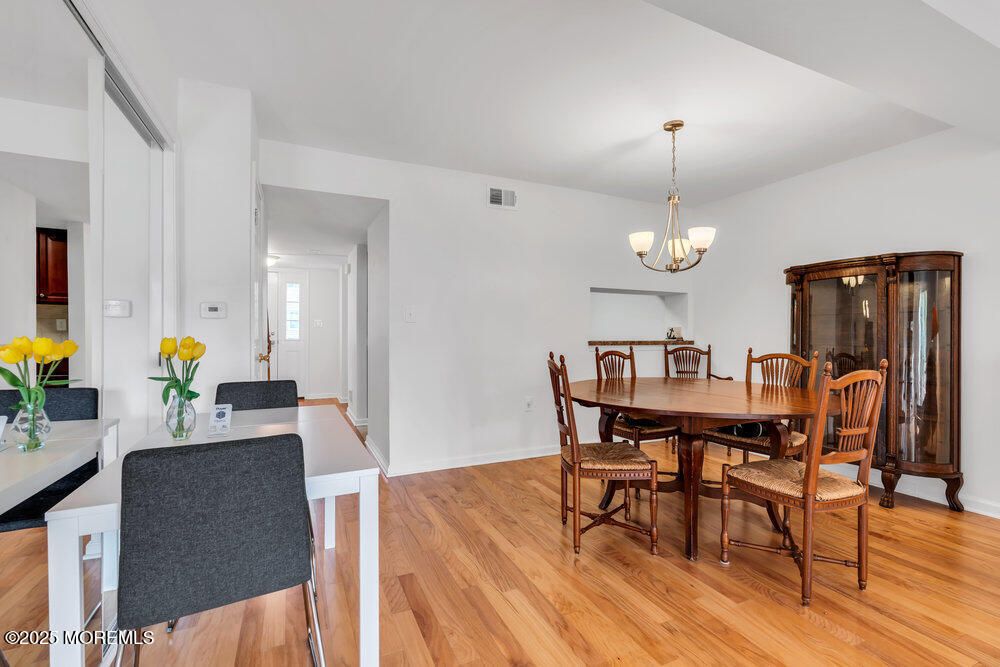 Chandelier, Dining room, Interior, Wood Texture Flooring
