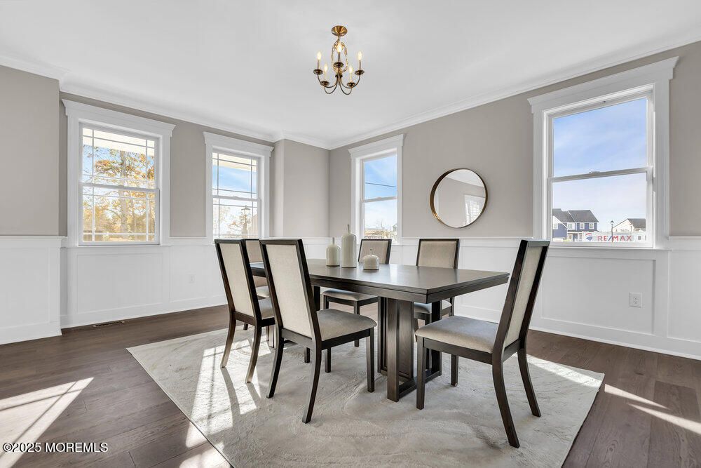 Chandelier, Dining room, Interior, Wood Texture Flooring