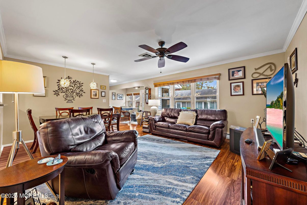Dining room, Interior, Living room, Pendant Lights, Wood Texture Flooring