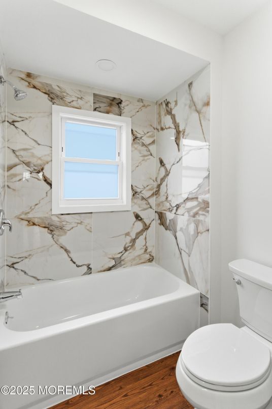 Bathroom, Interior, Marble Walls, Wood Texture Flooring