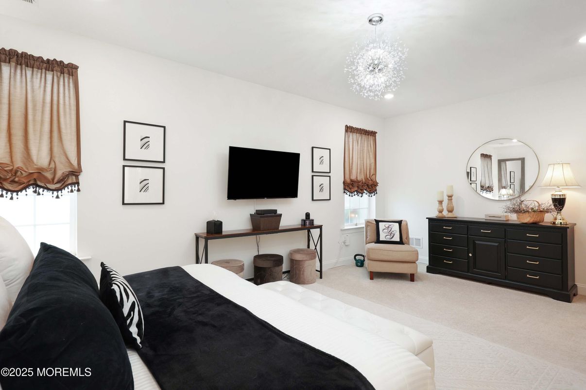 Bedroom, Chandelier, Interior, Recessed Lighting