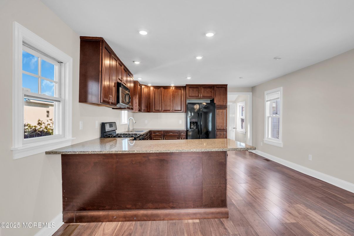 Interior, Kitchen, Recessed Lighting, Wood Texture Flooring