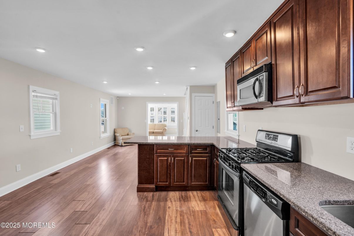 Interior, Kitchen, Recessed Lighting, Wood Texture Flooring