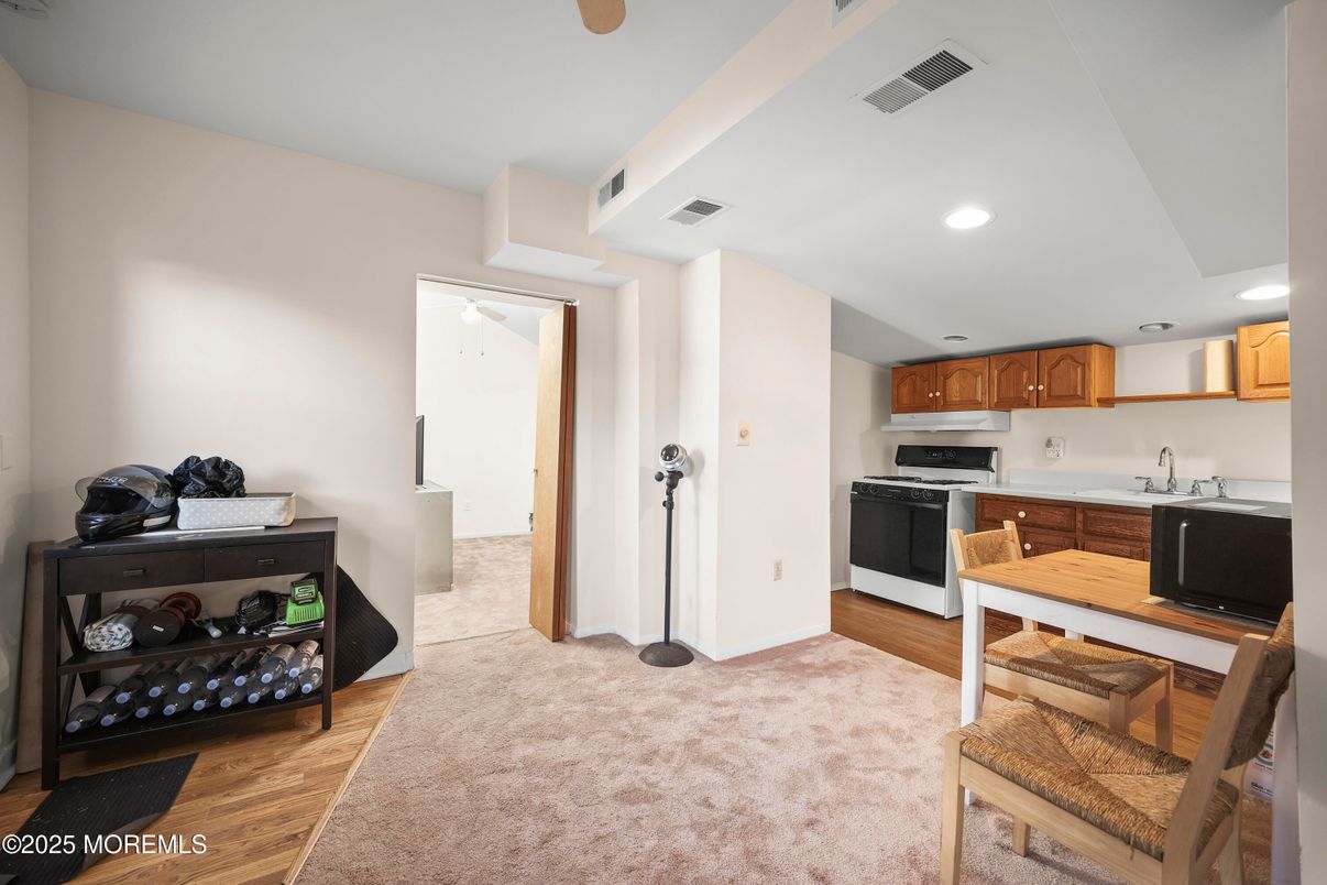 Interior, Kitchen, Recessed Lighting, Wood Texture Flooring