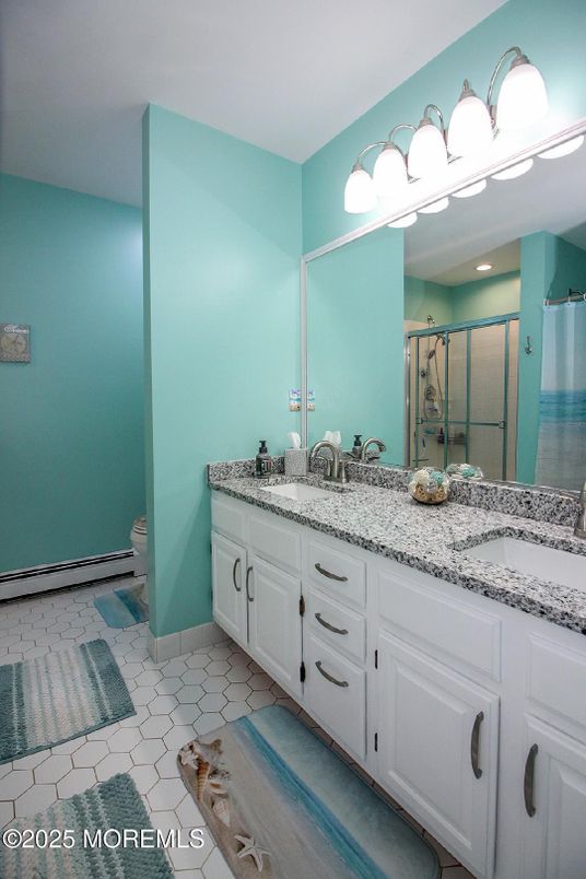Bathroom, Dual Sink Vanities, Glass Shower, Interior