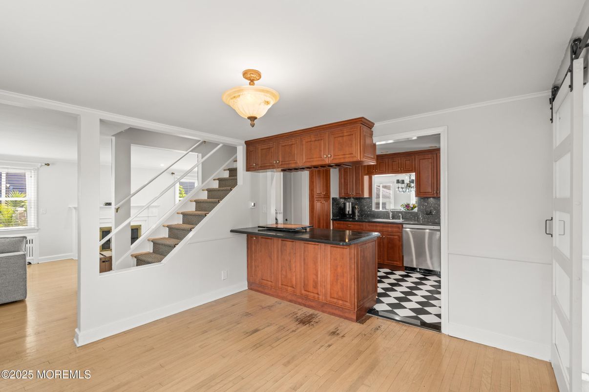 Interior, Kitchen, Stainless Steel Appliances, Wood Texture Flooring