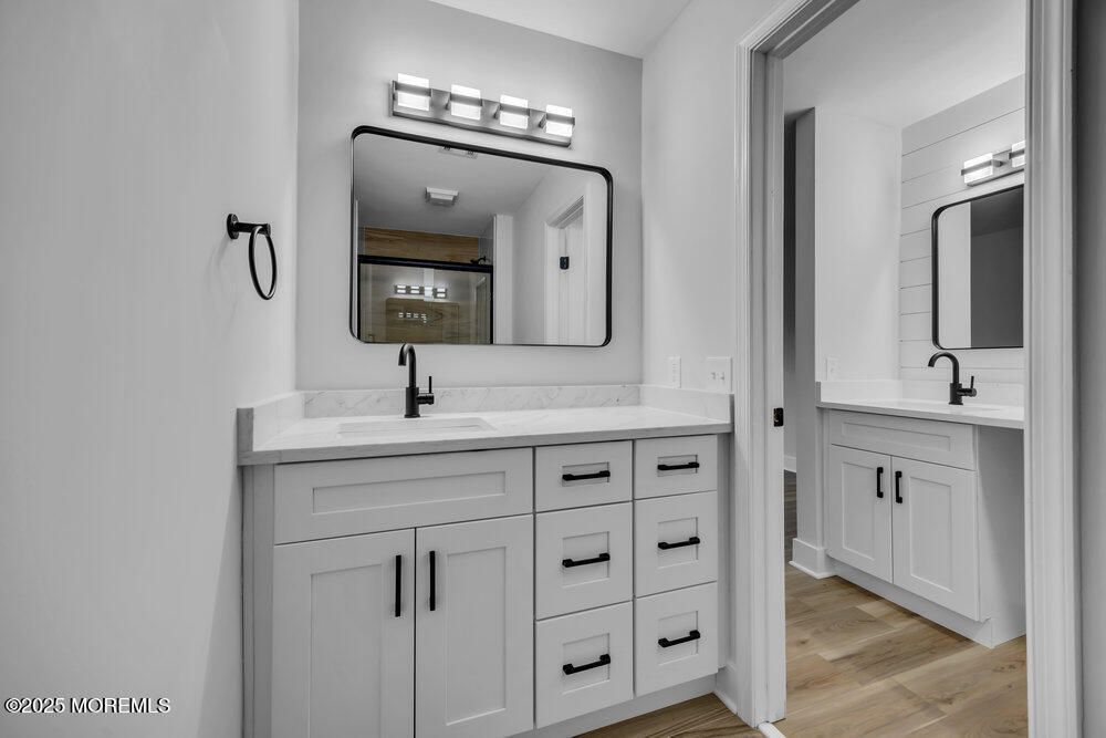Bathroom, Dual Sink Vanities, Interior, Wood Texture Flooring