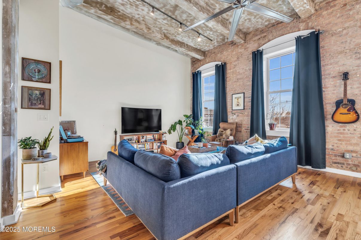 Interior, Living room, Stone Walls, Wood Texture Flooring