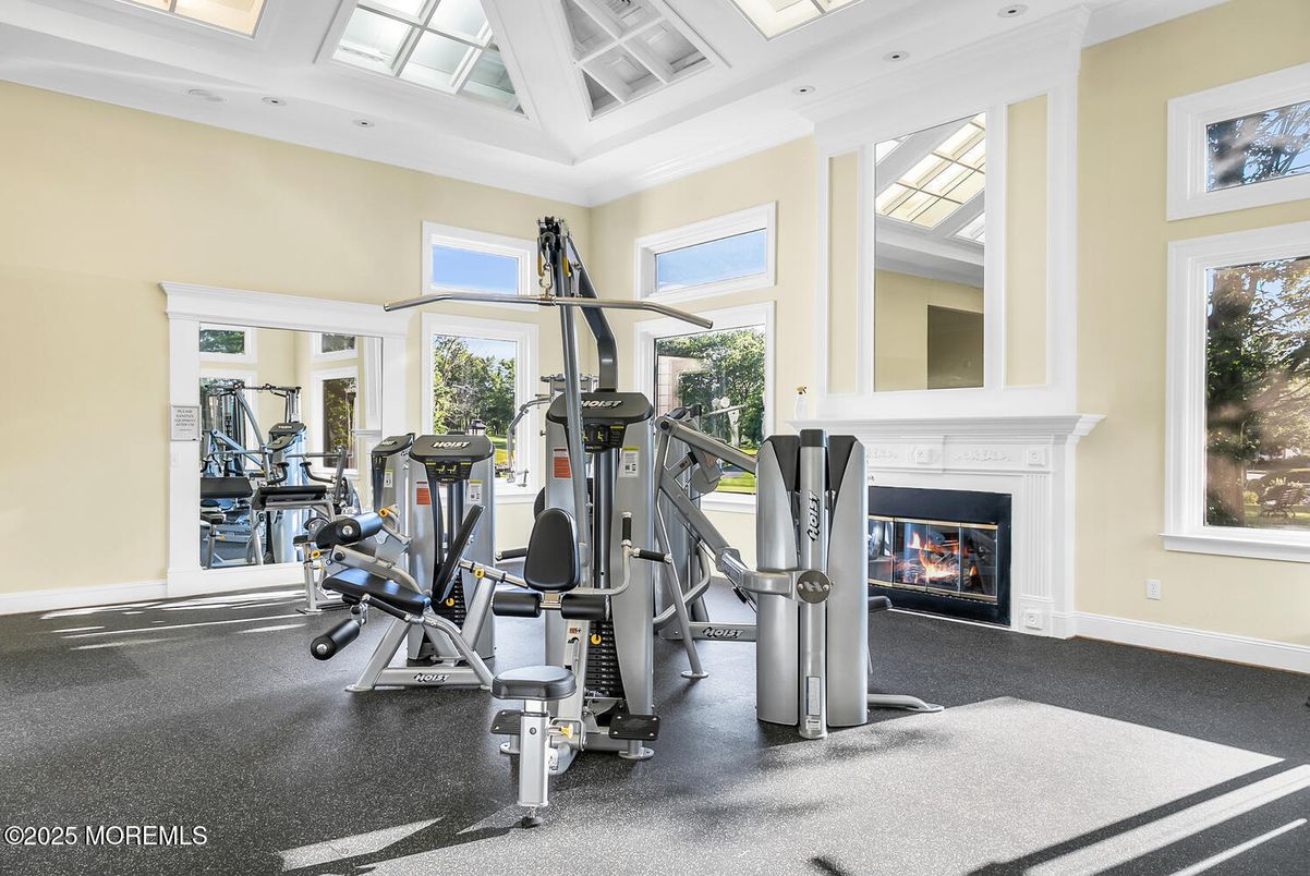 Fireplace, Fitness Equipment, Gym, Interior, Recessed Lighting