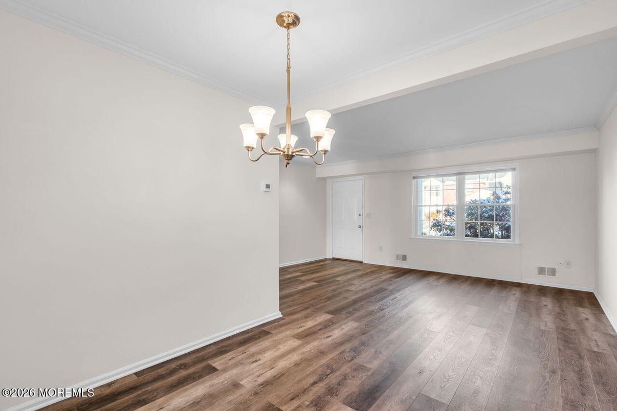Chandelier, Empty room, Interior, Wood Texture Flooring