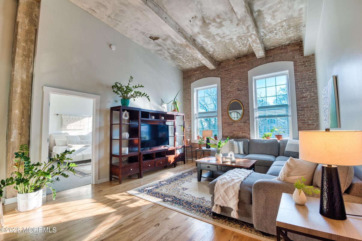 Interior, Living room, Stone Walls, Wood Texture Flooring