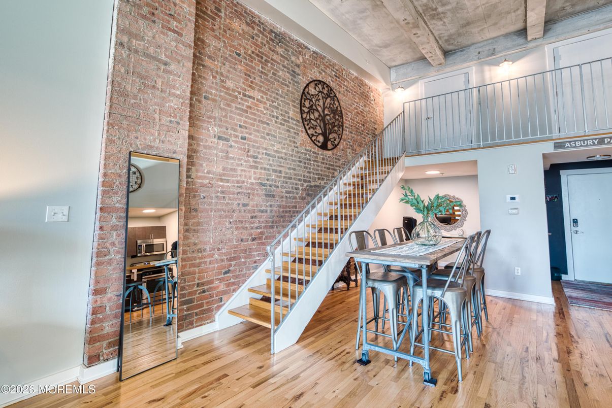 Interior, Recessed Lighting, Stone Walls, Wood Texture Flooring