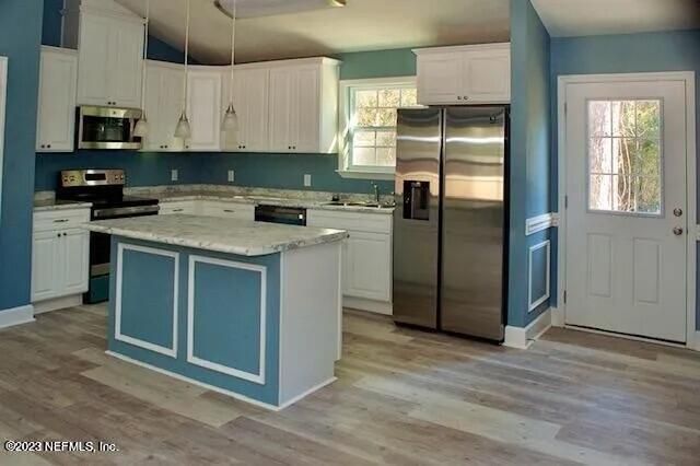 Interior, Kitchen, Stainless Steel Appliances, Wood Texture Flooring
