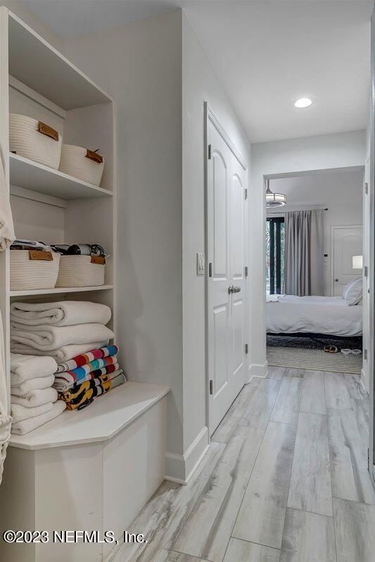 Bedroom, Interior, Marble, Recessed Lighting, Wood Texture Flooring