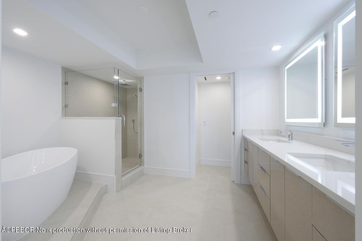 Bathroom, Dual Sink Vanities, Free Standing Baths, Glass Shower, Interior, Recessed Lighting