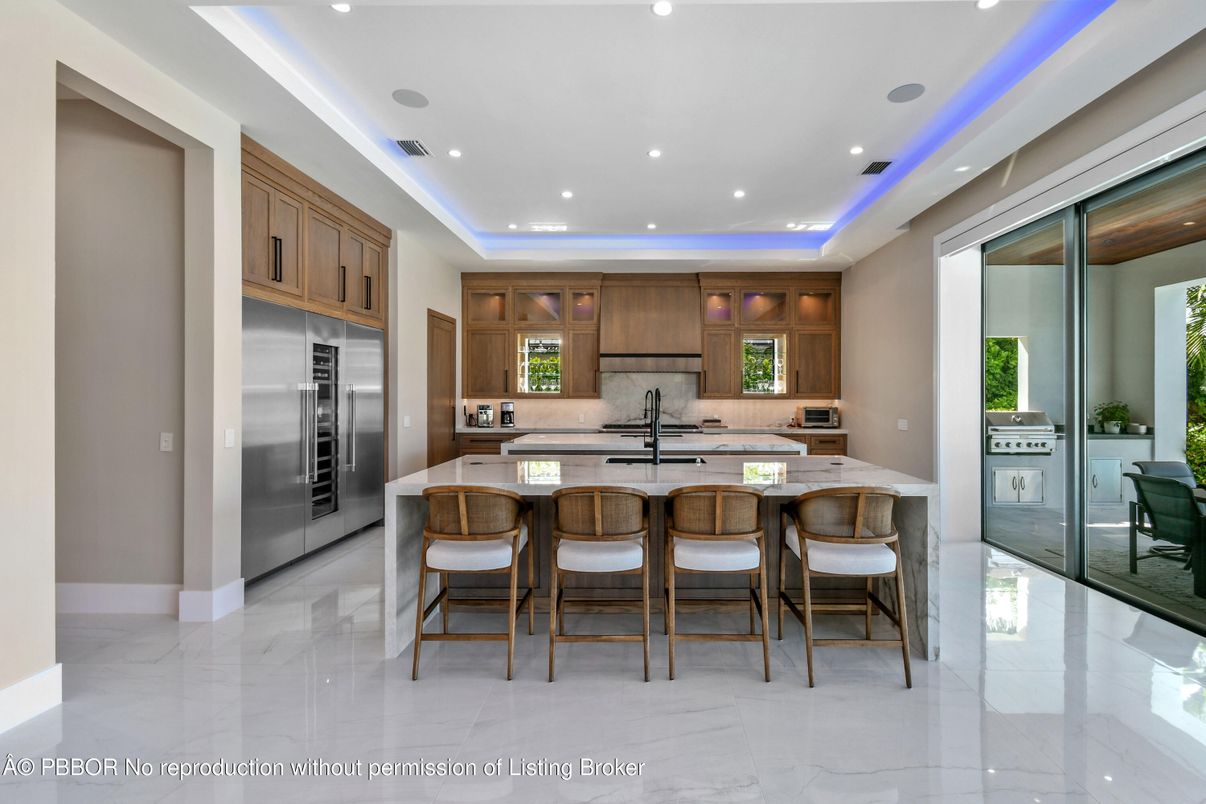 Interior, Kitchen, Marble, Recessed Lighting, Stainless Steel Appliances