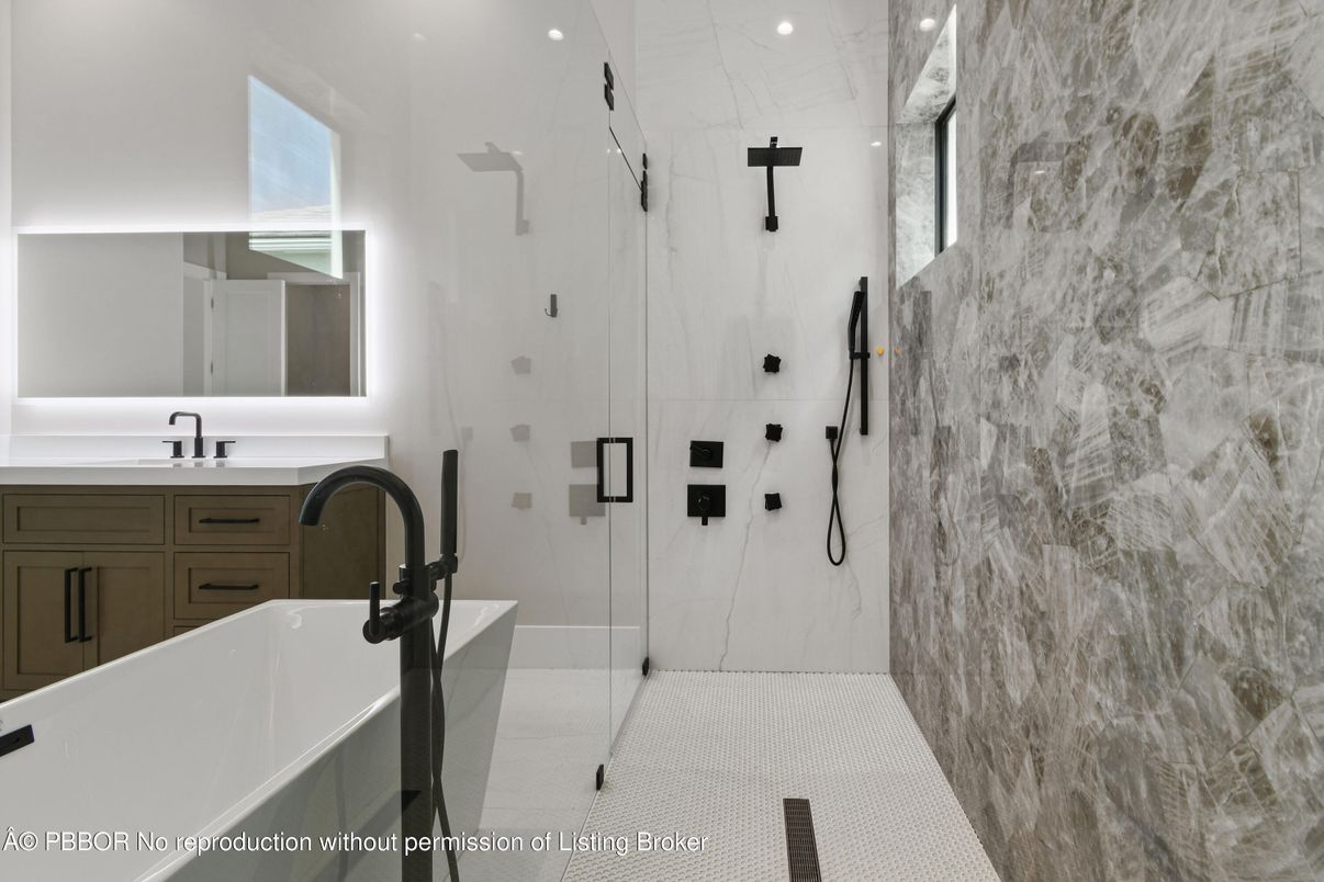 Bathroom, Glass Shower, Interior, Recessed Lighting