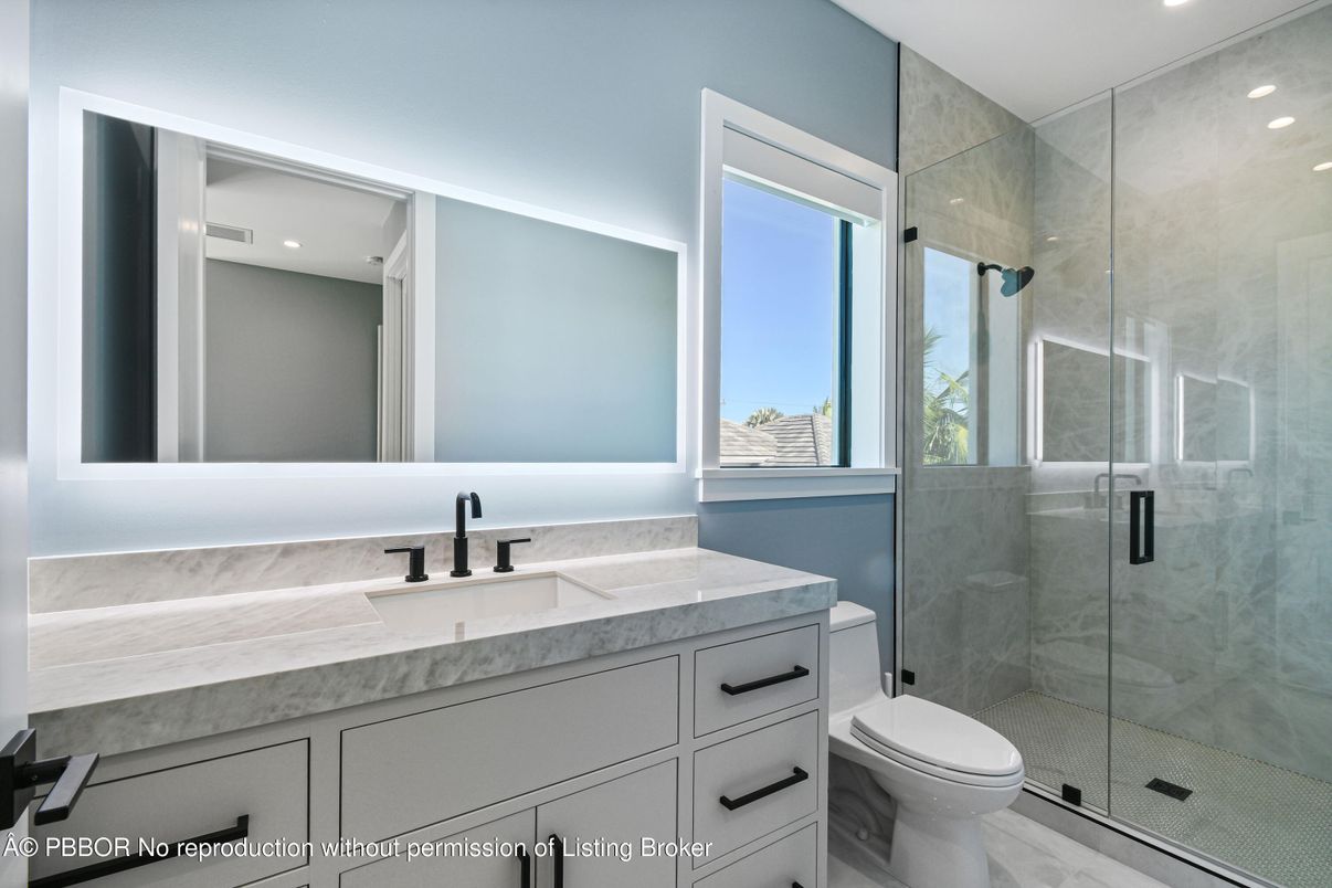Bathroom, Glass Shower, Interior, Recessed Lighting