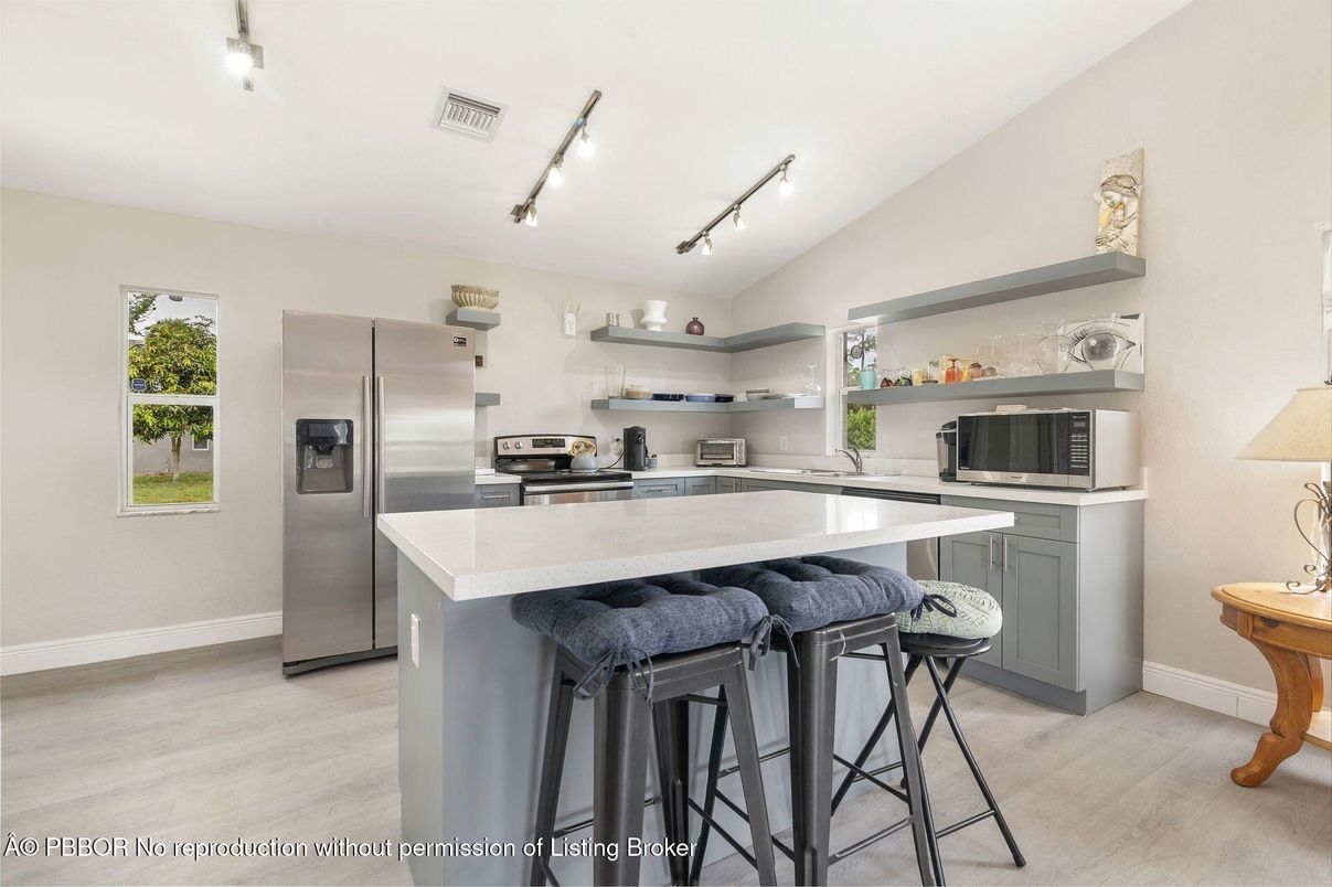 Interior, Kitchen, Stainless Steel Appliances, Wood Texture Flooring