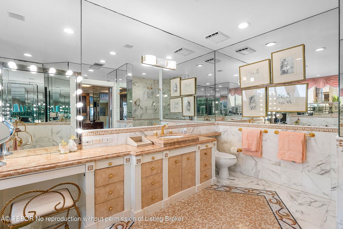 Bathroom, Dual Sink Vanities, Glass Shower, Interior, Marble, Recessed Lighting